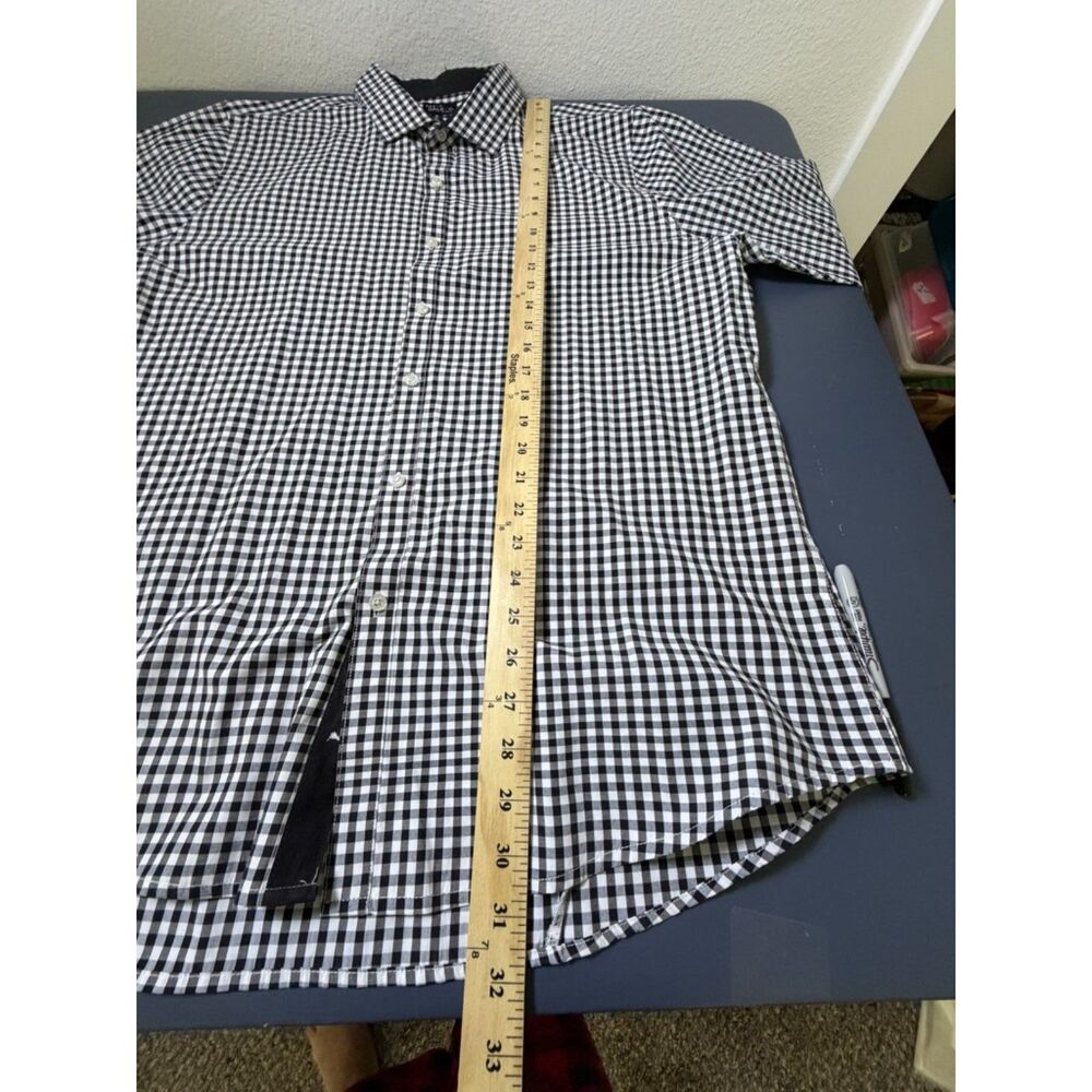 Galaxy Black and white check Mens dress shirt XL